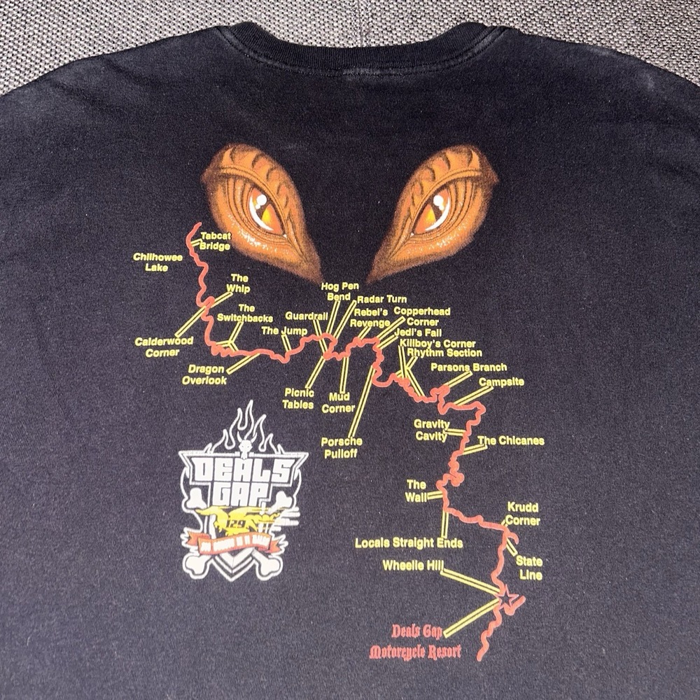 Deals Gap Tail Of The Dragon Smokey Mountains Black Sun Faded T Shirt Mens XL